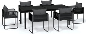 vidaXL Set de servit masa pentru grădină, 7 piese, negru