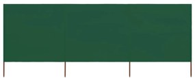 vidaXL Paravan anti-vânt cu 3 panouri, verde, 400 x 80 cm, textil