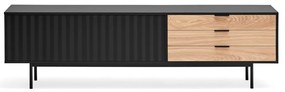 Comodă TV neagră/în culoare naturală cu aspect de lemn de stejar 180x52 cm Sierra – Teulat