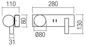 Redo 01-4661 - Aplică de perete NORMA LED/5W/230V + LED/3W CRI 90 USB, aurie