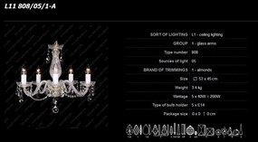 Lustra cristal Bohemia 5 brate L11 808/05/1-A