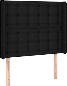 vidaXL Tăblie de pat cu aripioare, negru, 103x16x118/128 cm, textil
