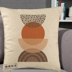 Perna Decorativa Boho Stiva Forme Punctate Terracotta, 40x40 cm, Bej, Husa Detasabila, Perna Inclusa, BEKZ®