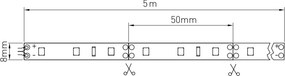 Bandă LED Flash GTV pentru mobilier, lumină neutră, 60 LED m, 750 lm m, 6 W m, 12V, IP20, 5 m Alb neutru, 6 W/m, 12 V, LED Flash, 750 lm/m, 8 mm