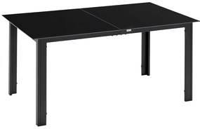 Outsunny Masă de grădină rectangulară din aluminiu și blat de sticlă securizat - 6 persoane 150 x 90 x 74 cm negru | Aosom Romania