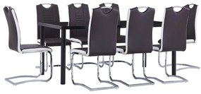 vidaXL Set mobilier de bucătărie, 9 piese, maro, piele ecologică