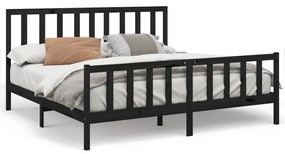 3106722 vidaXL Cadru de pat Super King, negru, 180x200 cm, lemn masiv de pin