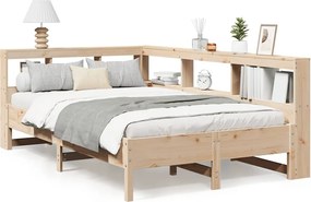 vidaXL Pat cu bibliotecă fără saltea, 140x200 cm, lemn masiv de pin