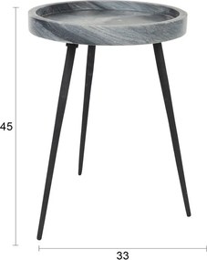 Măsuță auxiliară rotundă cu blat din marmură ø 33 cm Karrara – White Label