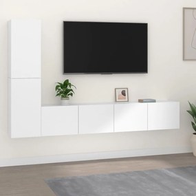 Set dulap TV, 4 piese, alb, lemn prelucrat 4, Alb, 80 x 30 x 30 cm