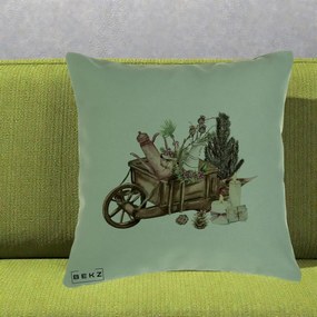 Perna Decorativa Roaba Rustica de Craciun, 40x40 cm, Verde, Husa Detasabila, Perna Inclusa, BEKZ®