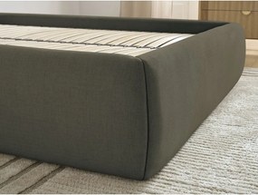 Pat matrimonial verde închis tapițat cu spațiu de depozitare/fără tăblie cu somieră 180x200 cm Inera – Bobochic Paris