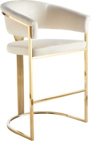 RESIGILAT- Scaun bar, cadru metalic auriu, catifea, Bej/Auriu