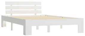283156 vidaXL Cadru de pat, alb, 120 x 200 cm, lemn masiv de pin