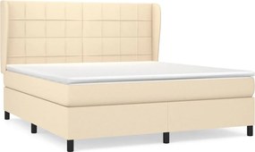 vidaXL Pat continental cu saltea, crem, 180x200 cm, textil