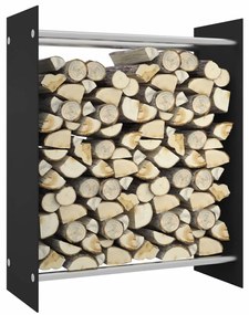 Rastel lemne de foc negru 80x35x100 cm sticla securizata Negru, 80 x 35 x 100 cm