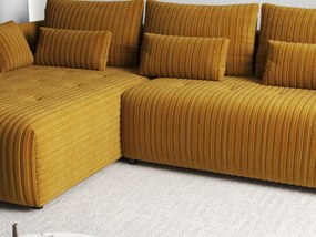 Colțar extensibil dumonde cu ladă de depozitare si sezut confortabil din spuma high-density, Malta Ambience Mustard 235x185 cm