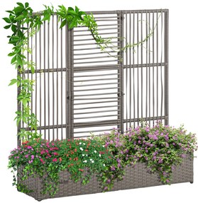 Outsunny Suport pentru plante cu trestie ghiveci rectangular din rășină împletită și oțel dim. 103L x 29l x 103H cm | Aosom Romania