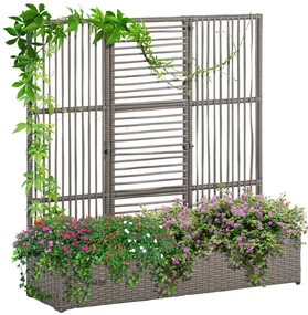 Outsunny Suport pentru plante cu trestie ghiveci rectangular din rășină împletită și oțel dim. 103L x 29l x 103H cm | Aosom Romania