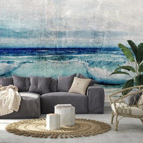 Fototapet - Mare pe zid de beton (147x102 cm)