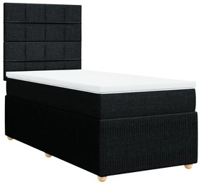 3291969 vidaXL Pat box spring cu saltea, negru, 100x200 cm, textil