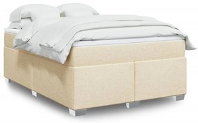 vidaXL Pat continental cu saltea, crem, 140x200 cm, material textil