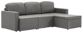 288791 vidaXL Canapea extensibilă modulară, 3 locuri, gri taupe, textil