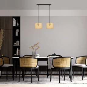 Lustră pe cablu ALBA 2xE27/15W/230V ratan/negru