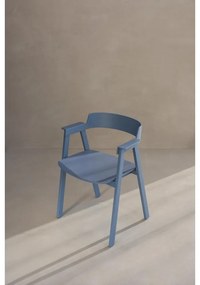 Scaun de dining albastru cu cotiere din lemn de stejar Flip – Gazzda