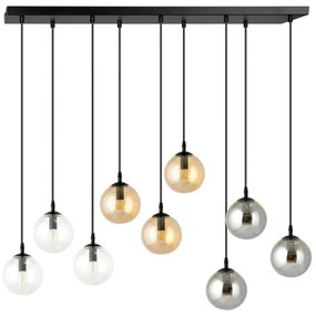 Lustră pe cablu COSMO 9xE14/10W/230V negru/gri/bej/transparent