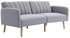 HOMCOM Canapea Extensibilă 2 Locuri Design scandinav Spătar reglabil 3 Poziții Picioare Lemn Țesătură Aspect Lin Gri | Aosom Romania