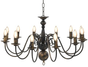 vidaXL Candelabru antichizat, negru, 12 becuri E14