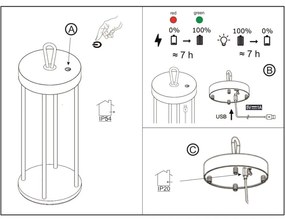 Veioză neagră LED (înălțime 36 cm) Kante – Fischer &amp; Honsel