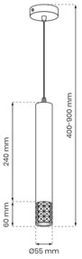 Lustră pe cablu TUBI 1xGU10/8W/230V crom lucios