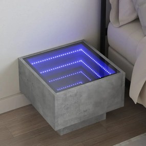 vidaXL Noptieră cu LED infinity, gri beton, 40x40x30 cm