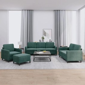 vidaXL Set de canapele, 4 piese, verde închis, catifea