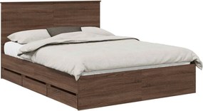 vidaXL Cadru de pat Stejar închis 150 x 200 cm Lemn Ingineresc