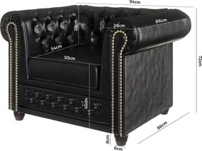 Fotoliu negru cu tapițerie din imitație de piele York – Ropez