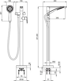 ARNIKA Baterie pentru cadă de sine stătătoare cu set de duș BQA_D17M Finisaj: titan
