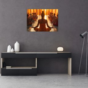 Tablou pe sticlă - Lecții de yoga (70x50 cm)