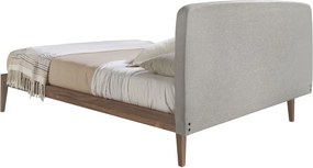 Pat dublu cu furnir din lemn Walnut, 160x200cm