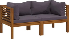 vidaXL Canapea de grădină cu 2 locuri, cu perne, lemn masiv de acacia