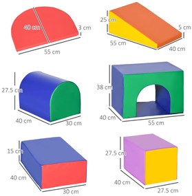 HOMCOM 7 blocuri de construcție din spumă XXL - joc educațional - modul de motricitate - certificate conform standardelor EN71-1-2-3 - spumă EPE acoperită cu PU multicolor | Aosom Romania