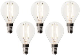 Set 5 becuri E14 dimbare LED lamp P45 helder glas 3W 250 lm 2200K