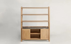 Bibliotecă lemn masiv Steekla si marmura, 152 × 43 × 183 cm - Nuc