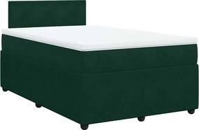 vidaXL Pat box spring cu saltea, verde închis, 120x200 cm, catifea