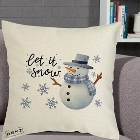 Perna Decorativa Let It Snow Om de Zapada, 40x40 cm, Ecru, Husa Detasabila, Perna Inclusa, BEKZ®