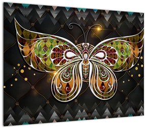 Tablou pe sticlă - Fluture magic (70x50 cm)