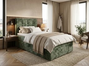 Pat tapițat boxspring DIRELIS VIBE 90x200 cm verde inchis Saltea: Saltea cu arcuri Bonell