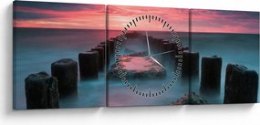 Tablou - Pietre în mare (cu ceas) (90x30 cm)